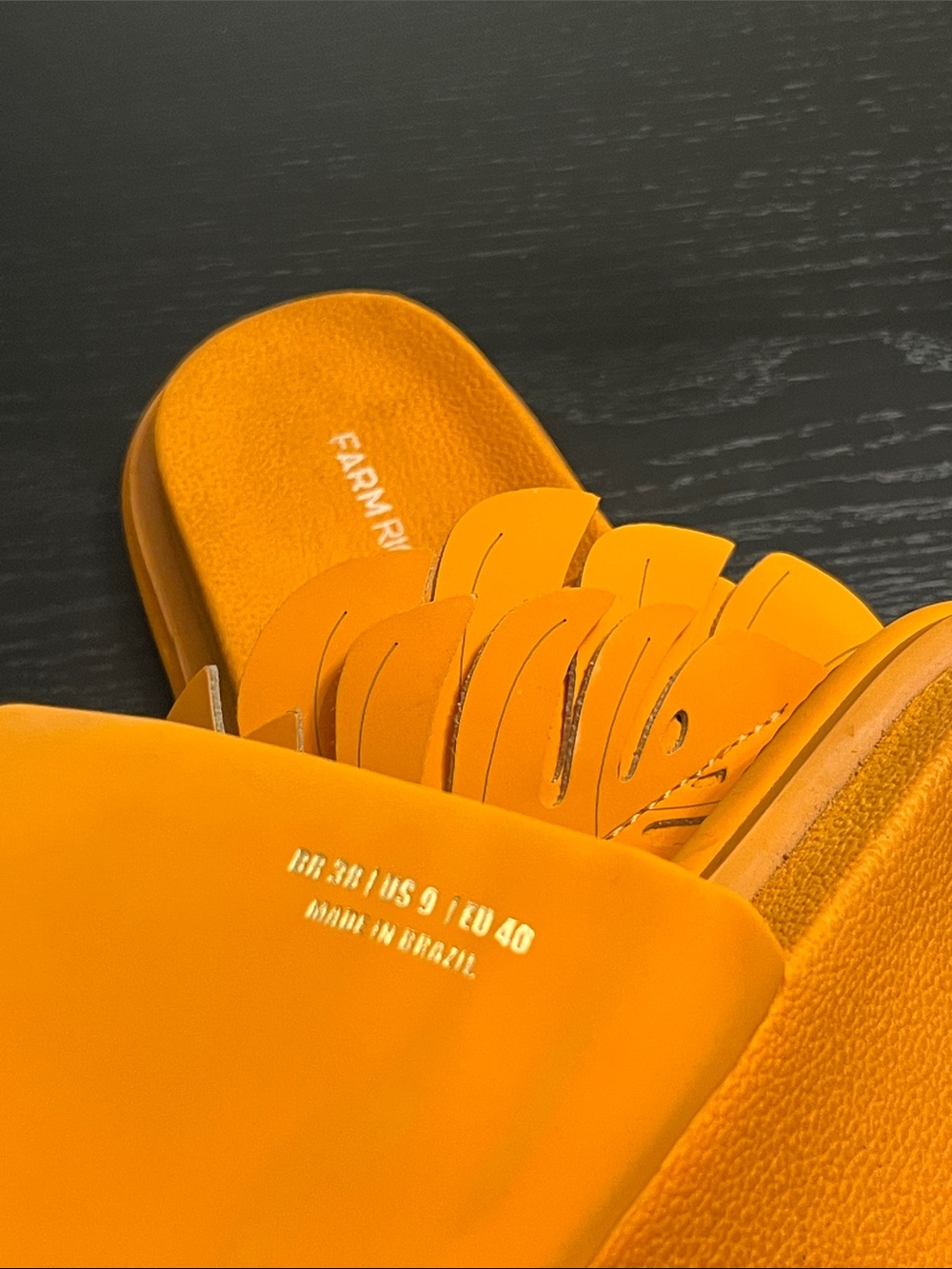 FARM Rio Monstera Orange Leaf Slide Sandals - Picture 7 of 7